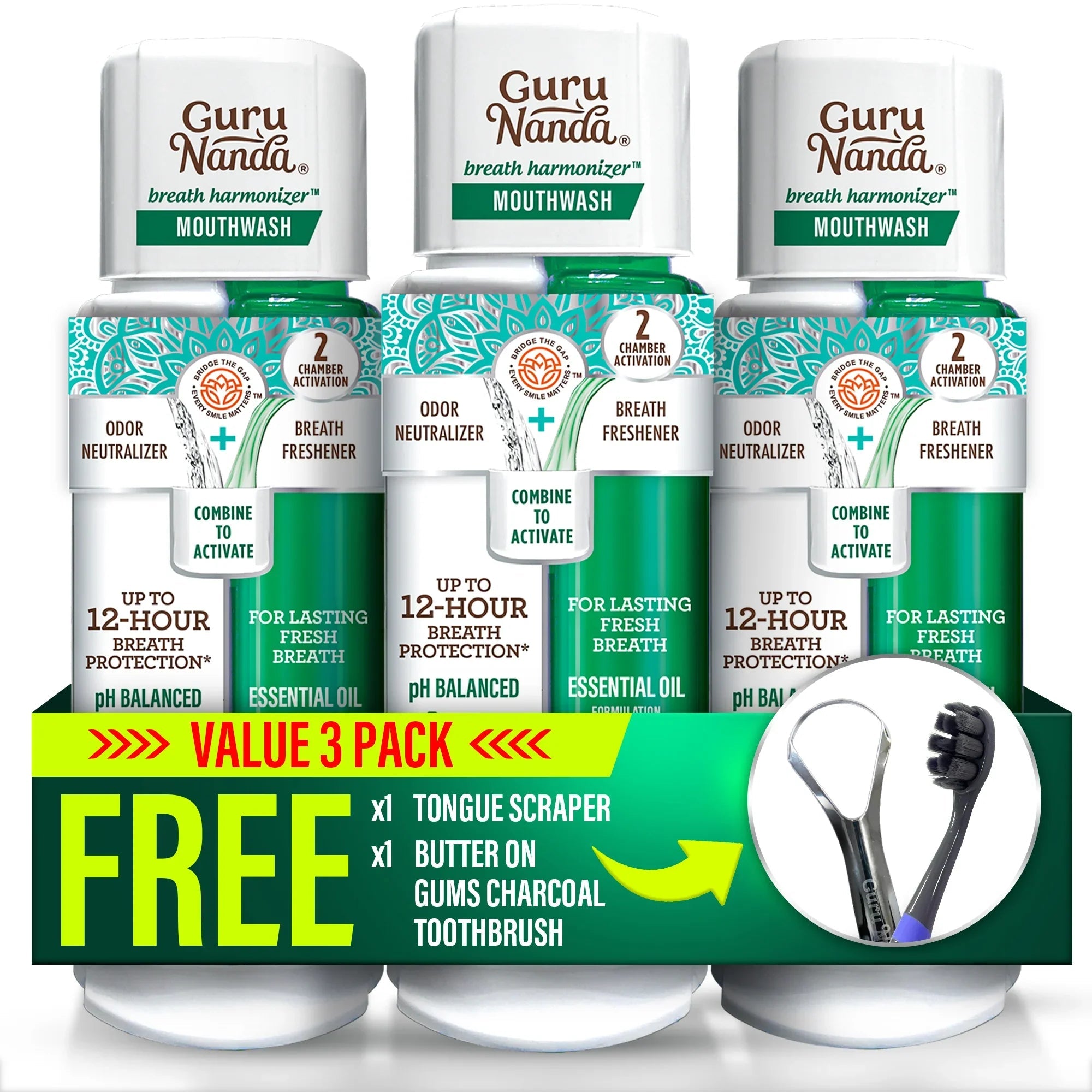 Dual Barrel Breath Harmonizer Mouthwash - Wild Mint - 3 Pack