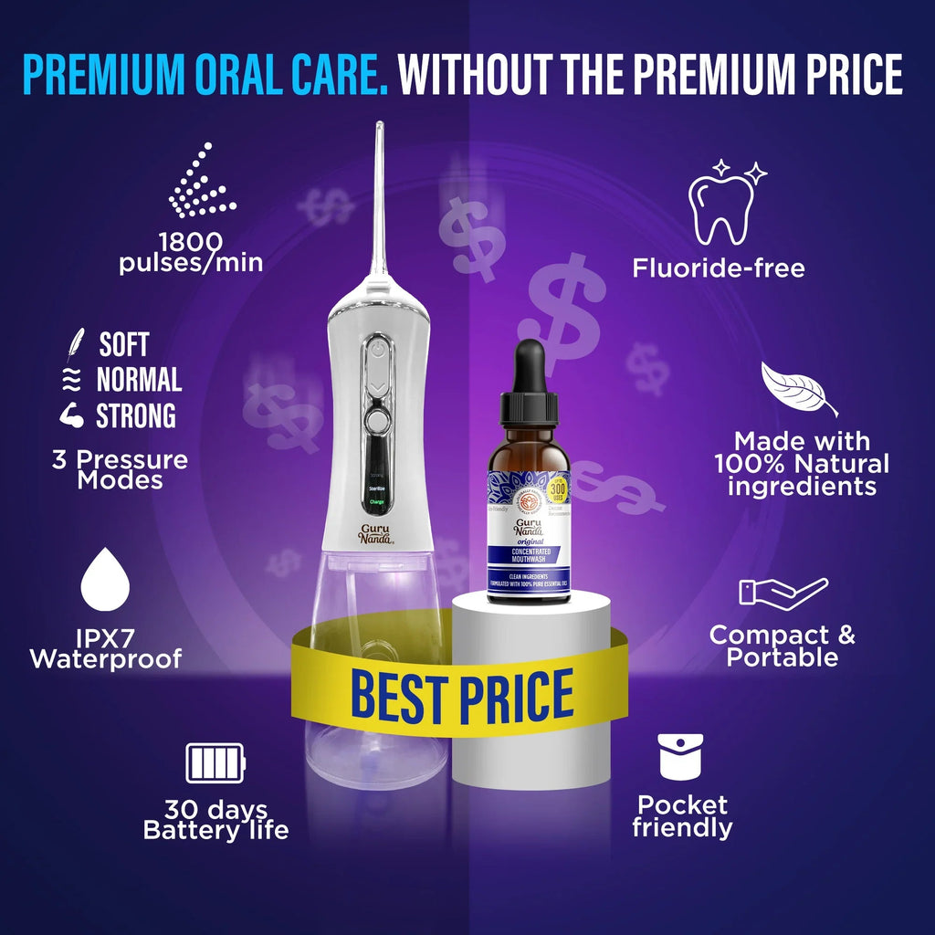 Advanced Dental Water Flosser (with UV light) + Concentrated Mouthwash