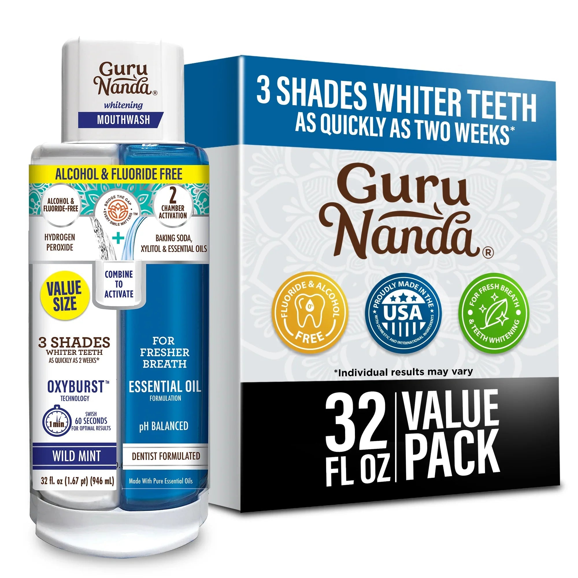 Dual Barrel Oxyburst Whitening Mouthwash, Value Size - 32 Fl Oz
