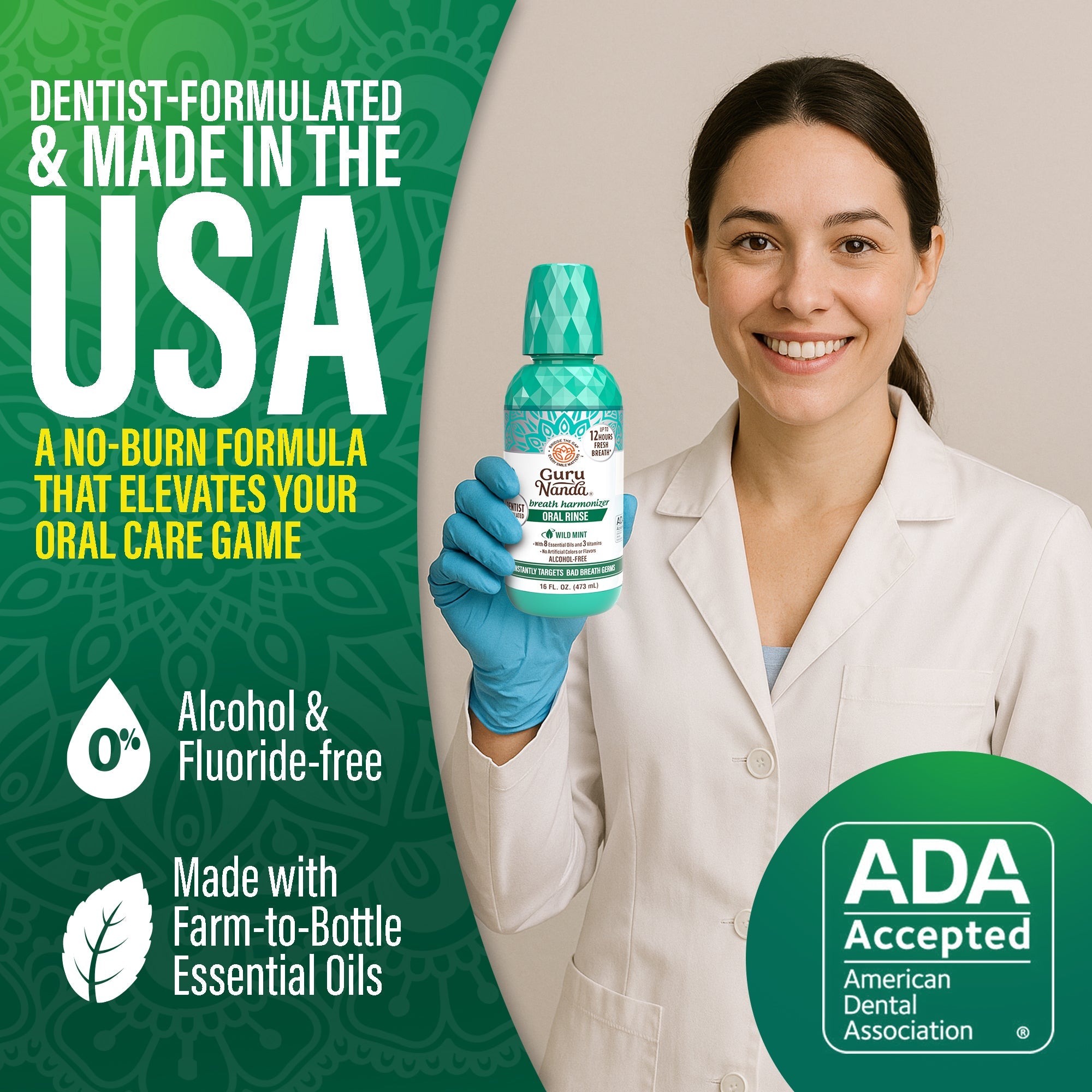 Oral Rinse Breath Harmonizer Mouthwash, Wild Mint - 2 Pack