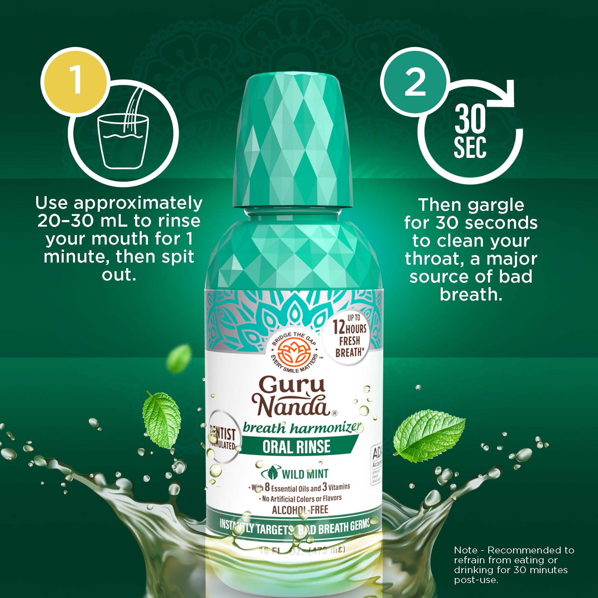 Oral Rinse Breath Harmonizer Mouthwash, Wild Mint - 2 Pack