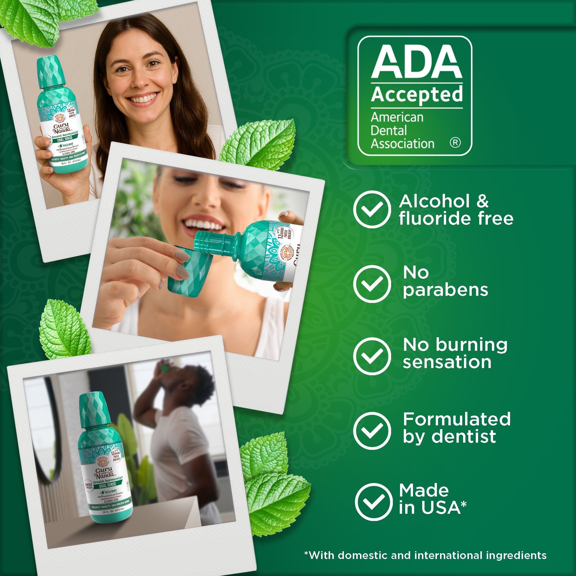 Oral Rinse Breath Harmonizer Mouthwash, Wild Mint - 2 Pack