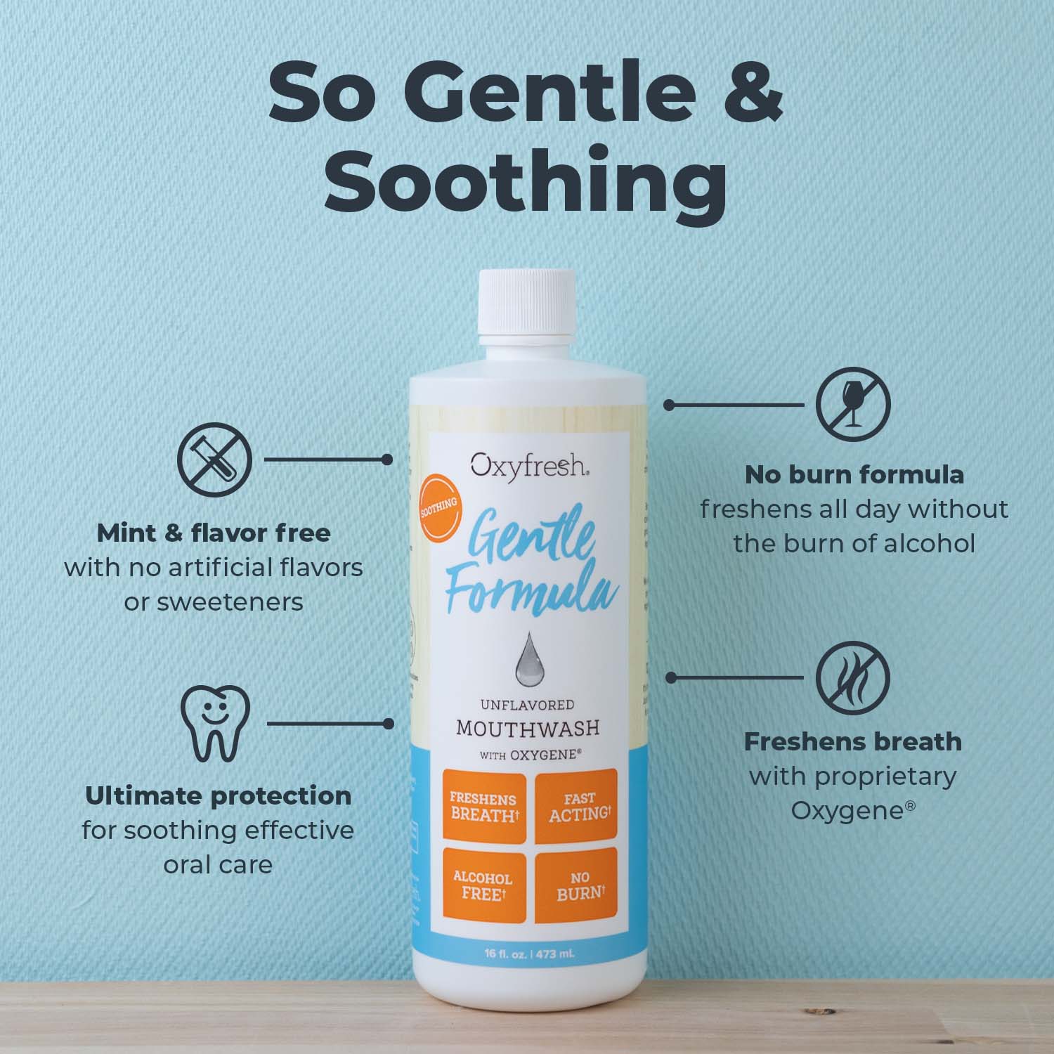Gentle Formula Unflavored Fresh Breath Mouthwash | Fluoride Free