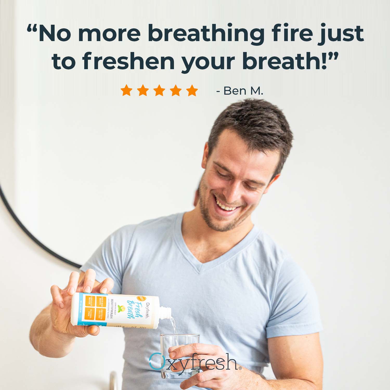 Fresh Breath Lemon Mint Mouthwash | 24 Hr Protection | Fluoride Free