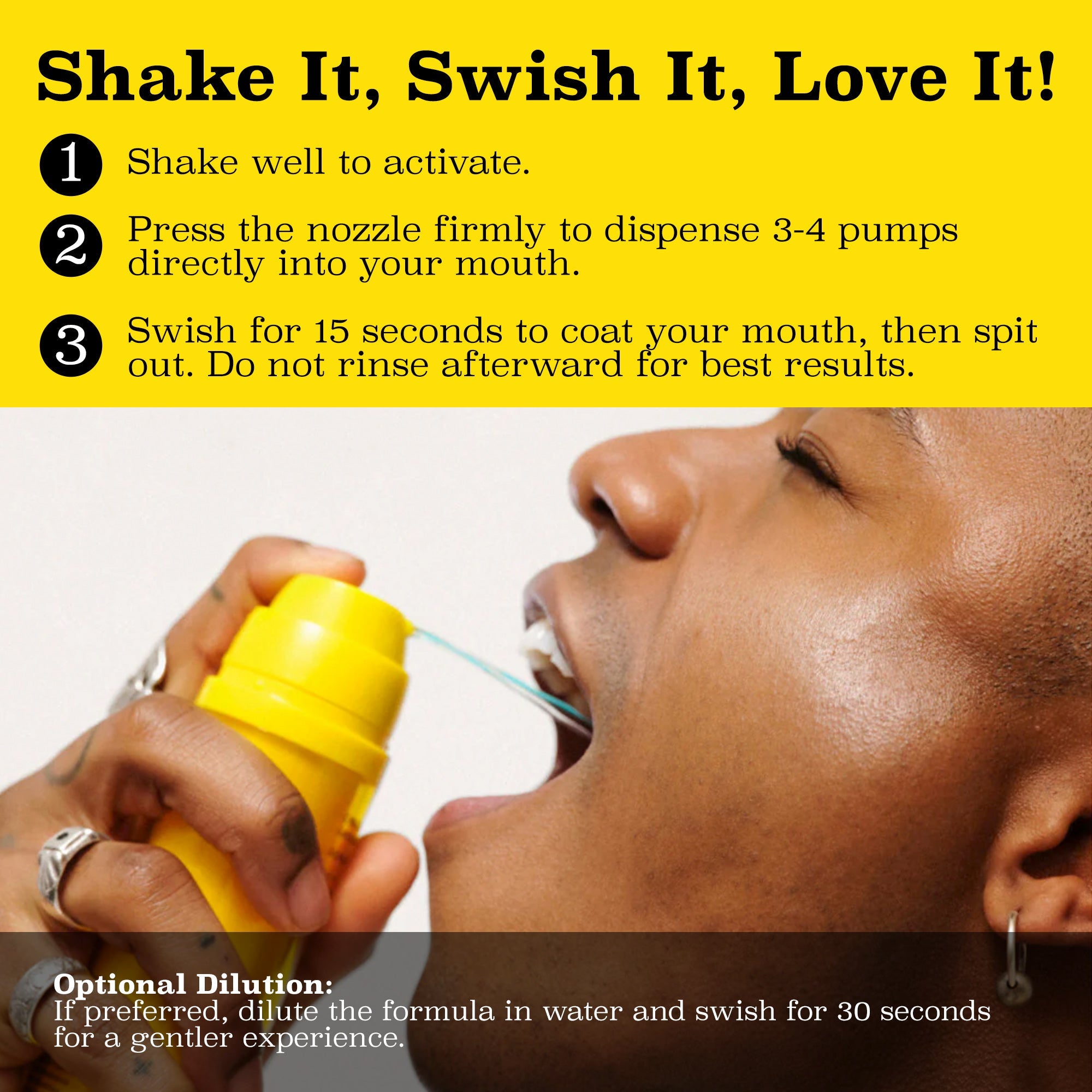 Dual Chamber Mint Mouthwash – Ultra Concentrated Oral Rinse, Alcohol-Free, Fluoride-Free, 3.4oz