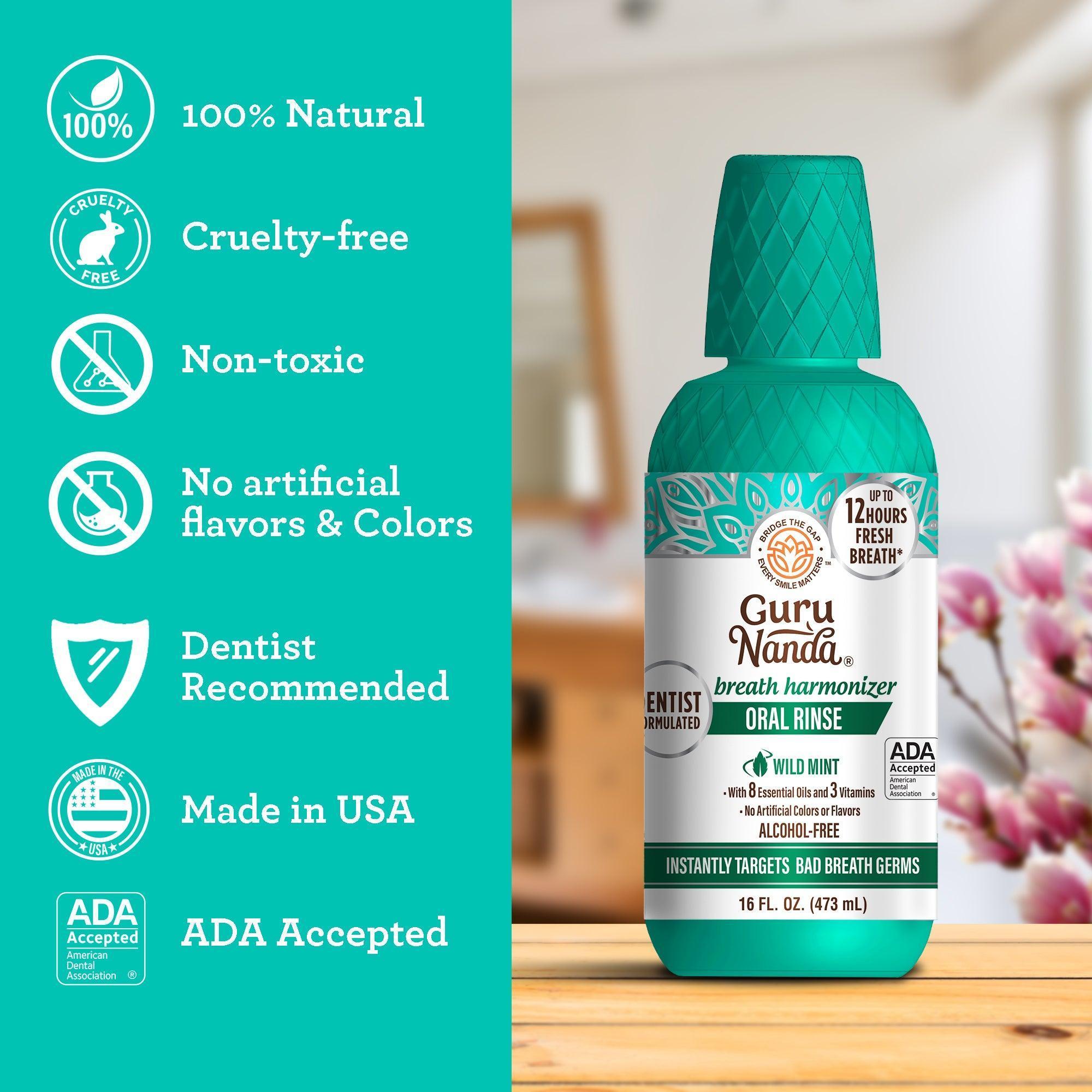 Oral Rinse Breath Harmonizer Mouthwash, Alcohol & Fluoride Free, Wild Mint - 16 Fl oz (12-Pack)